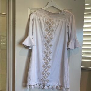 Cabana Life White Tunic with Gold Accents